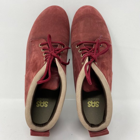 SAS Pink and Red Ankle Booties with Lace-Up Design - Picture 7 of 16